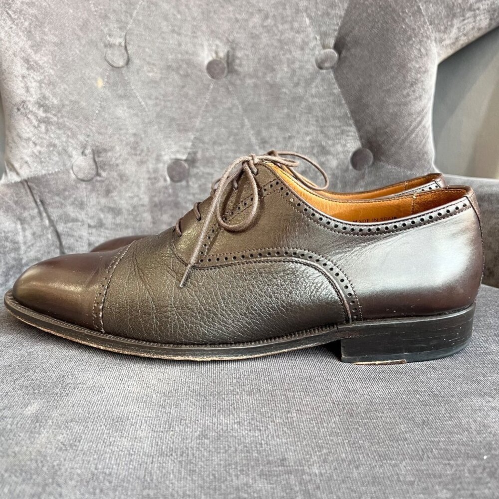 Magnanni Men’s Brown Leather Oxford Dress Shoes – Size 9.5M